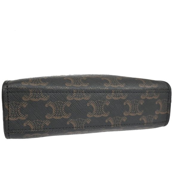 CELINE Mini Vertical Cabas 2Way Hand Bag Triomphe Canvas Leather Brown - Picture 16 of 16